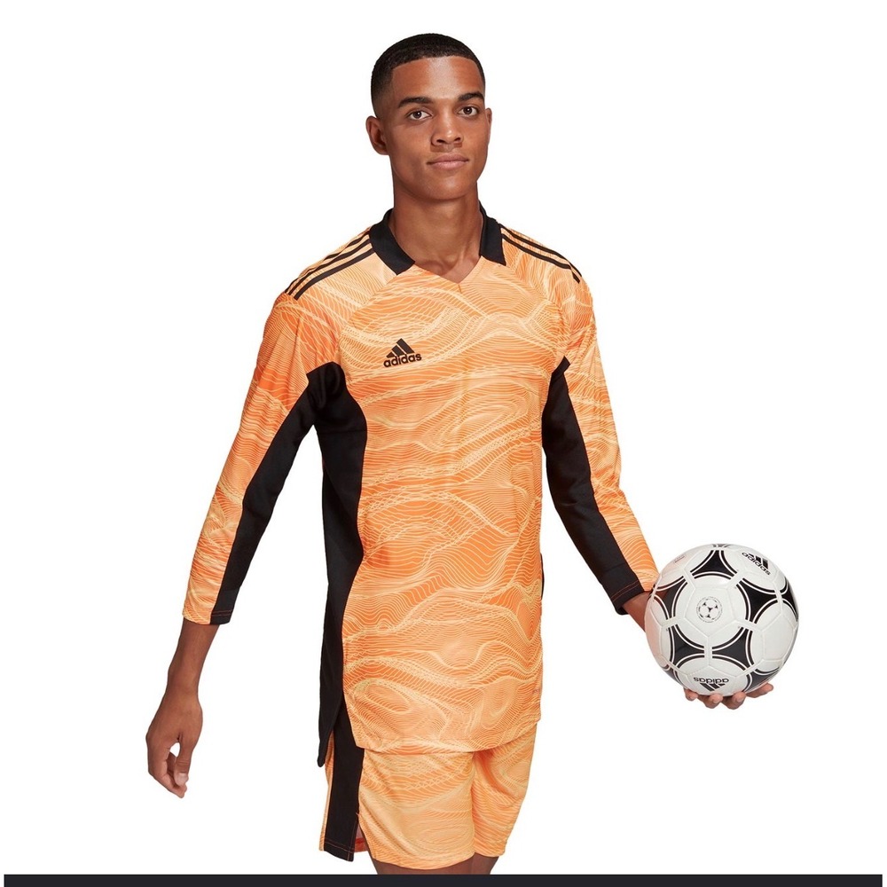Adidas Mens Condivo 21 Goalkeeper Jersey Orange Black Long Sleeve Primeblue S